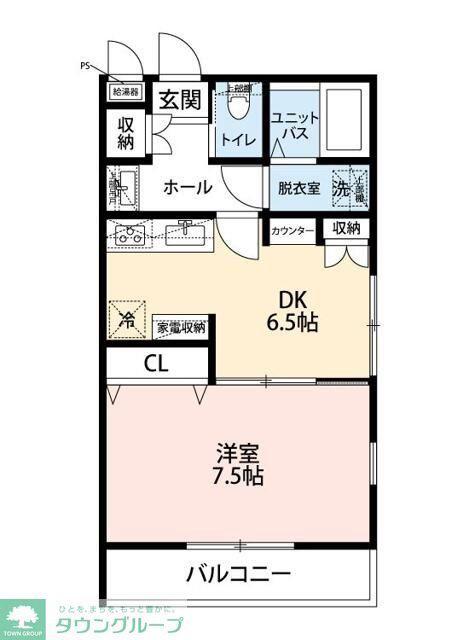 ドミール桐ケ谷(1DK/2階)の間取り写真