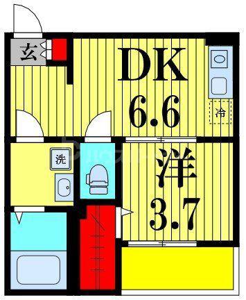 メグリオ新松戸IV(1DK/2階)の間取り写真