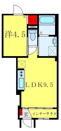 サンテラス(1LDK/1階)の間取り写真