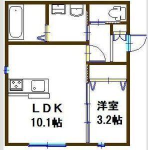 オリエンス(1LDK/1階)の間取り写真