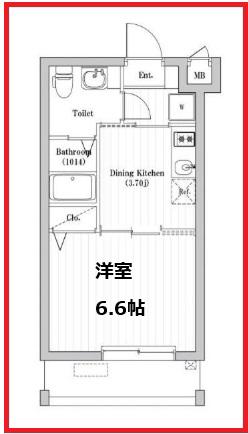 アーバンパーク六町(1K/1階)の間取り写真