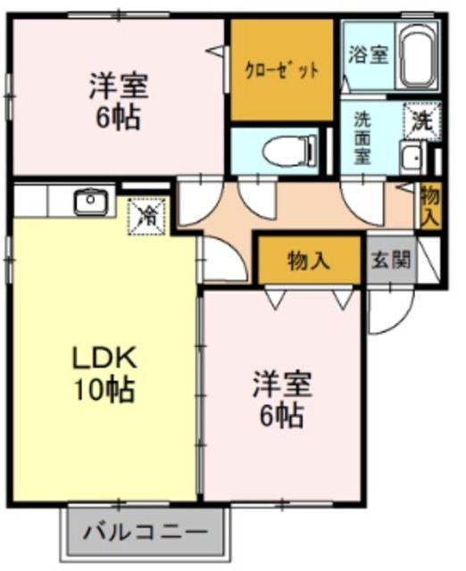 ヴェルジェ・メゾンE(2LDK/2階)の間取り写真