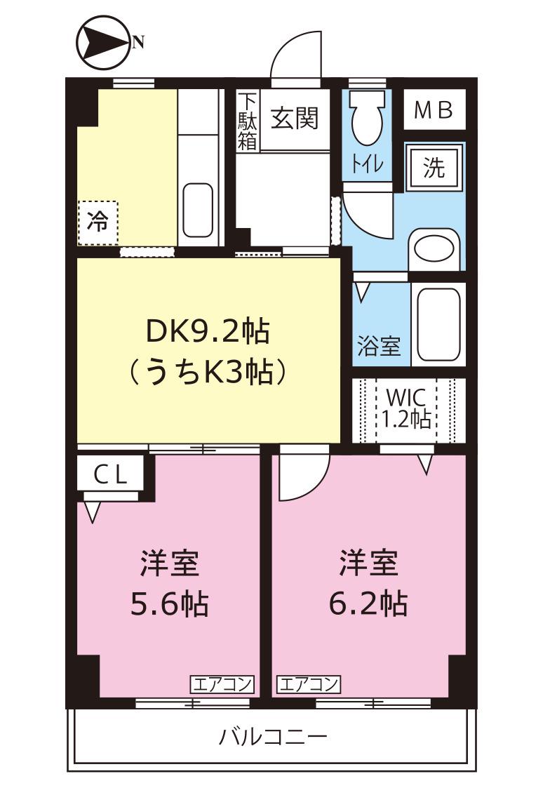 COZYCOURT綱島(2DK/4階)の間取り写真