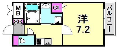 サムティ東難波ECLAT(1K/12階)の間取り写真