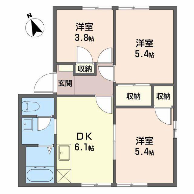 フレグランス今泉A(3DK/1階)の間取り写真