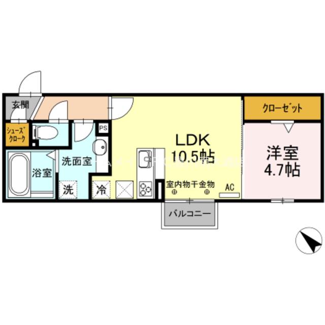 ルミエール B(1LDK/1階)の間取り写真