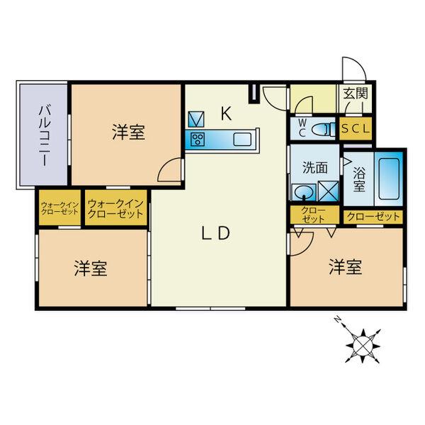 ポルトボヌールII(3LDK/2階)の間取り写真