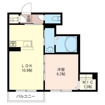 ボヌール・カトレア(1LDK/2階)の間取り写真