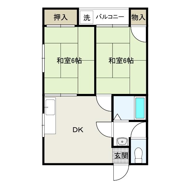 カトレヤマンション(2DK/2階)の間取り写真