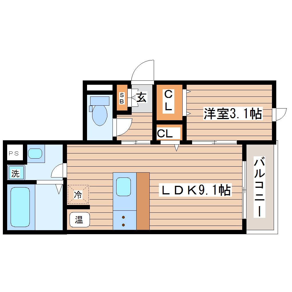 アーバンコートII(1LDK/2階)の間取り写真