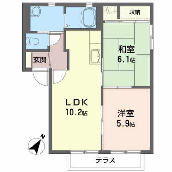 ベルハイムV(2LDK/2階)の間取り写真