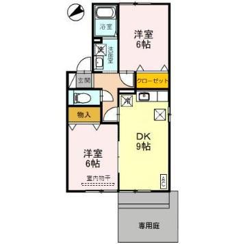 クレセール(2DK/1階)の間取り写真