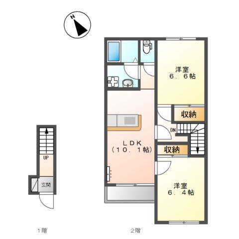 アヴァンティ(2LDK/2階)の間取り写真