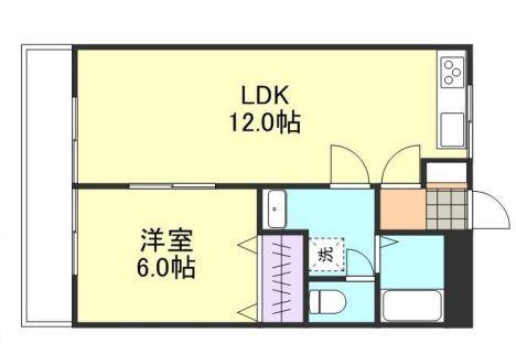 グランドールマンション(1LDK/1階)の間取り写真