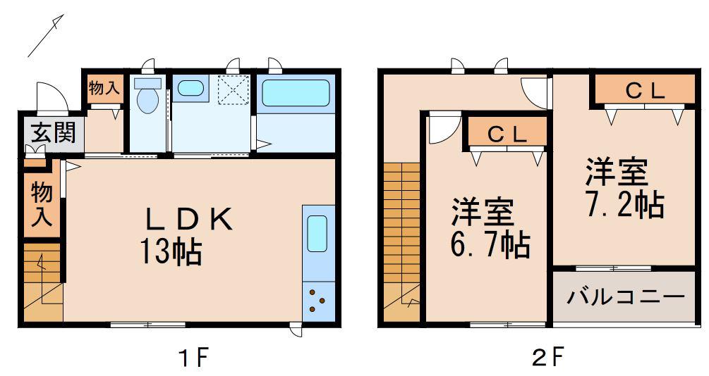 パインフィールド名手(2LDK/1階)の間取り写真