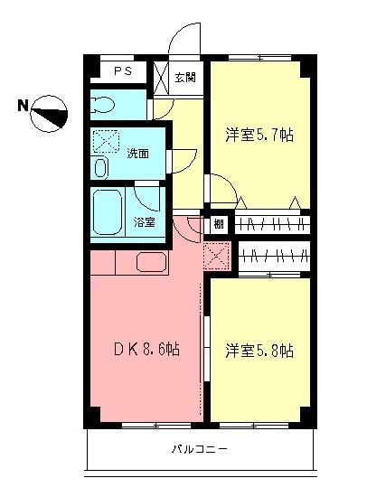 コンフォールEDO(2DK/2階)の間取り写真