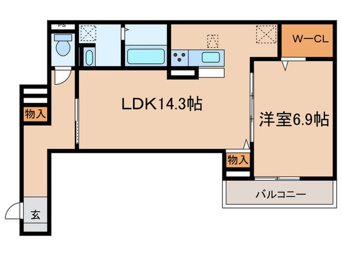 METEOR GRAND(1LDK/1階)の間取り写真