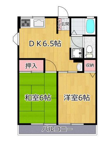 シティハイムタナ(2DK/2階)の間取り写真