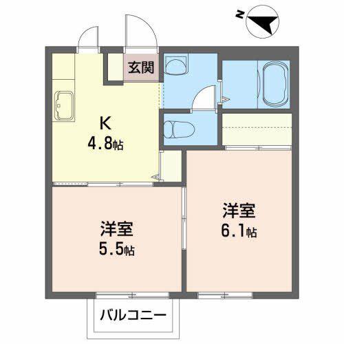 サンライズ・イン(2K/2階)の間取り写真