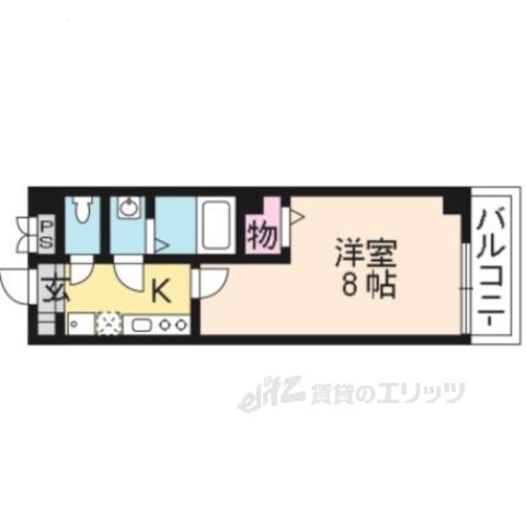 フラッティ龍大南(1K/2階)の間取り写真