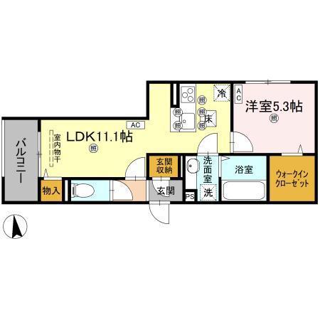 ギムレットA(1LDK/1階)の間取り写真