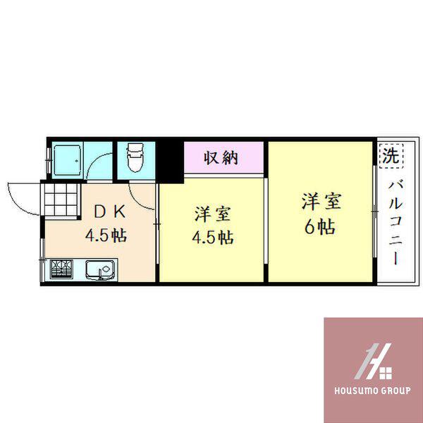 シャルム冨士(2DK/2階)の間取り写真