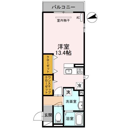 CASA MIA(ワンルーム/2階)の間取り写真
