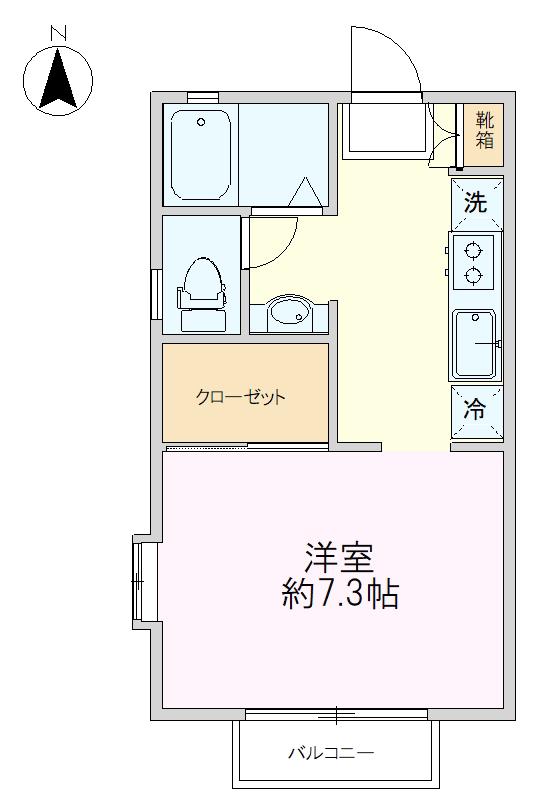 レックス北野II(1K/2階)の間取り写真
