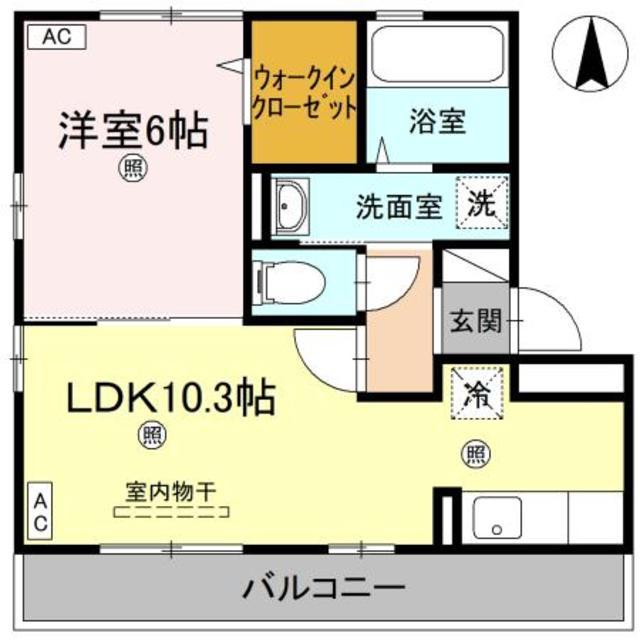 リビングタウン北川添B棟(1LDK/3階)の間取り写真