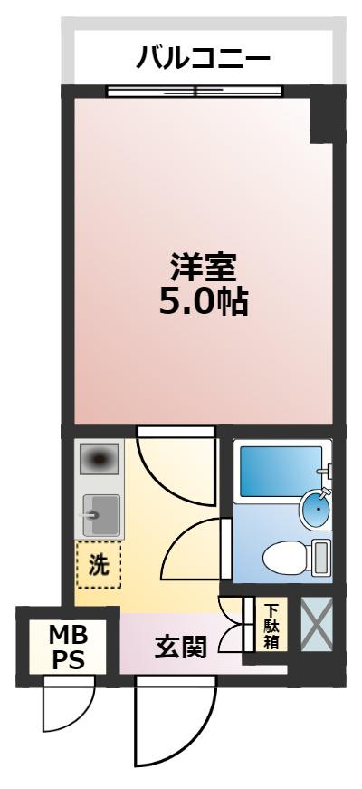 シルフィード衣笠(1K/1階)の間取り写真