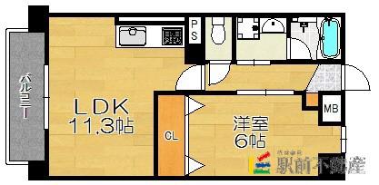 エーデル大濠(1LDK/3階)の間取り写真