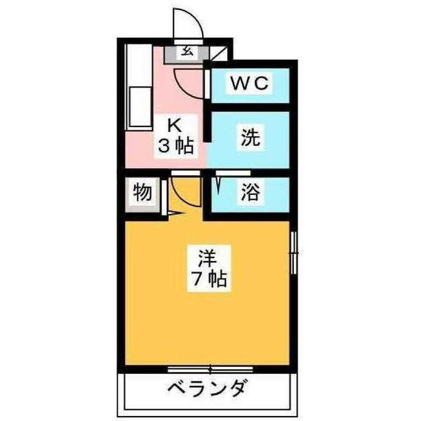 ハイツ草薙(1K/4階)の間取り写真