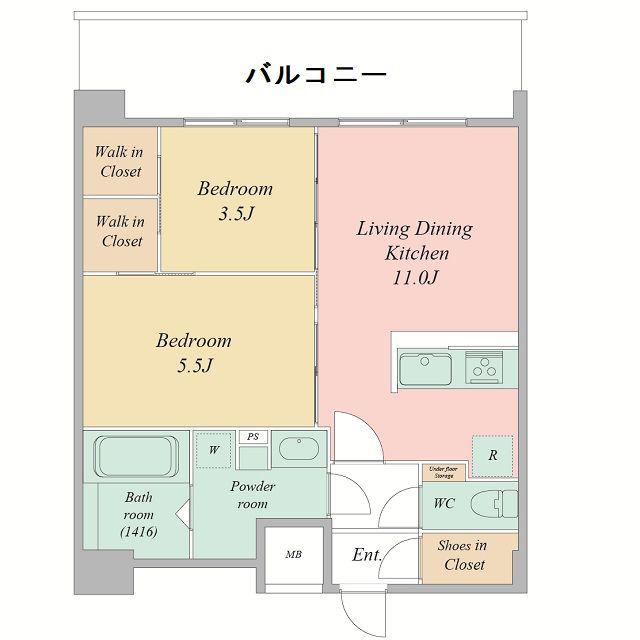 セレニテ梅田北グランデ(2LDK/14階)の間取り写真