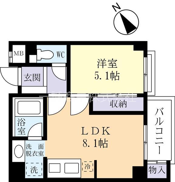 リヴェール観音台(1LDK/4階)の間取り写真