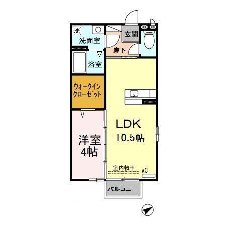 セイシェル・大山C(1LDK/2階)の間取り写真