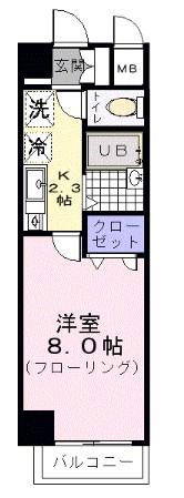 シャル一番町(1K/2階)の間取り写真