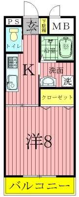 フォアサイトYUKI(1K/1階)の間取り写真