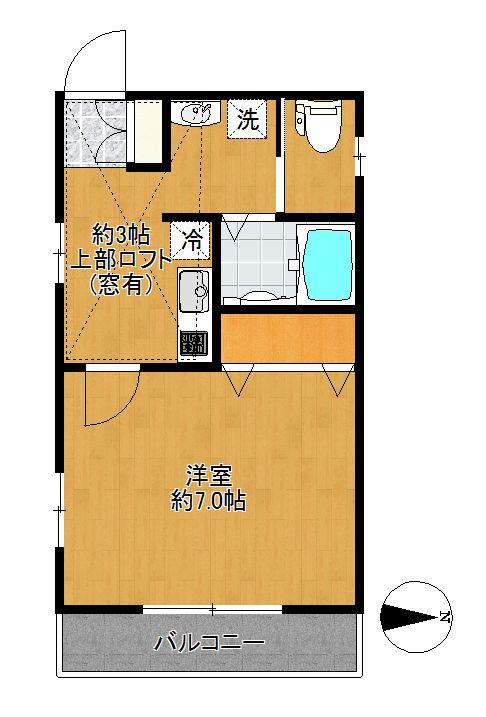 ウッドフィールド壱番館(1K/2階)の間取り写真