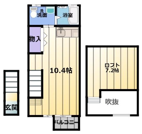 ノースビレッジII(ワンルーム/2階)の間取り写真