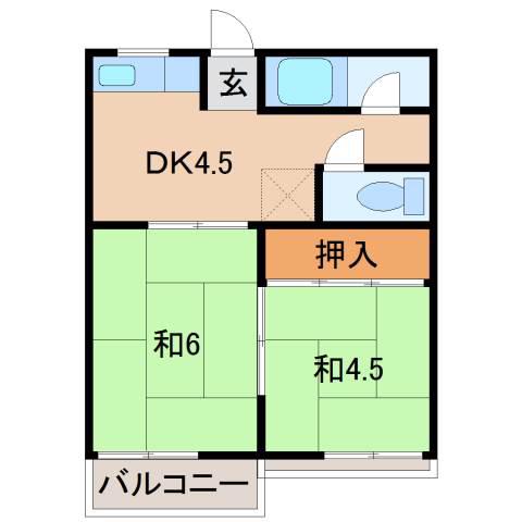 河瀬マンション(2DK/2階)の間取り写真