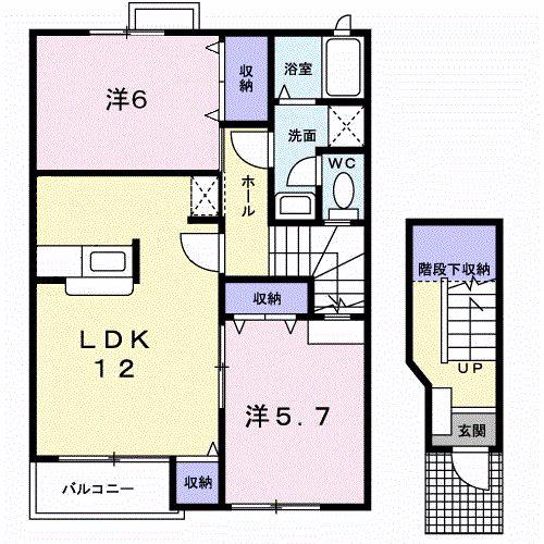 パ-クサイドヒルズ(2LDK/2階)の間取り写真