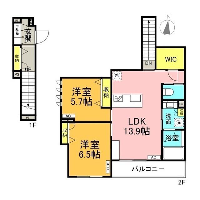 プティ・ボワII(2LDK/2階)の間取り写真