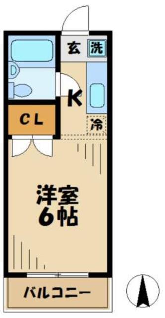 パークハイツ中島Ⅰ(1K/2階)の間取り写真