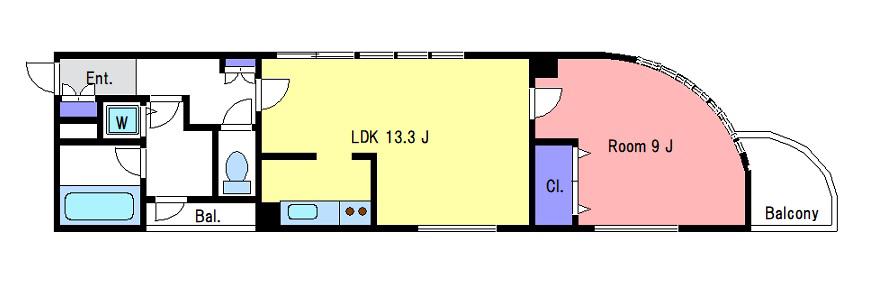 ワールド府中(1LDK/7階)の間取り写真