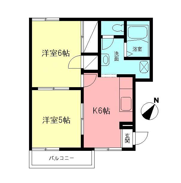 結和ハイツ(2DK/2階)の間取り写真