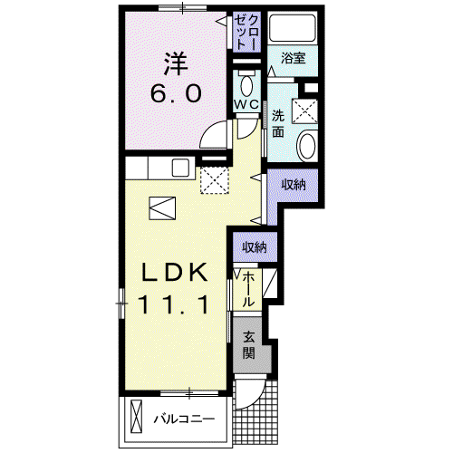 パルタージ(1LDK/1階)の間取り写真