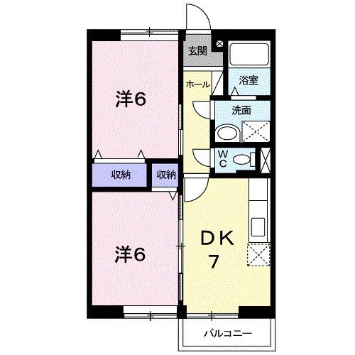 プラト-パ-ク(2DK/2階)の間取り写真