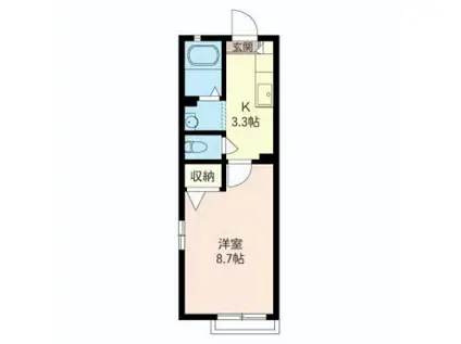 積水ハウスシャーメゾン ベルトゥリー(1K/1階)の間取り写真