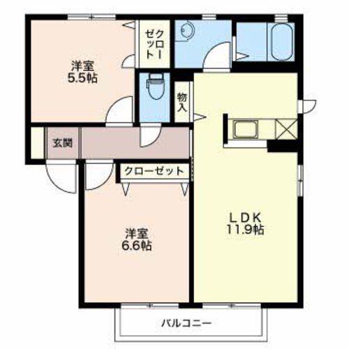 サンヴィレッジ(2LDK/2階)の間取り写真