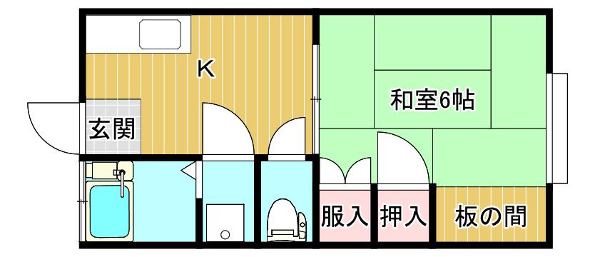 コーポラス宥輝(1K/2階)の間取り写真